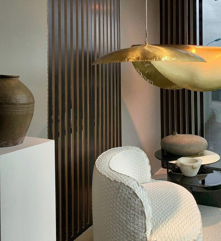 Hammered Brass Ceiling Pendant Light with Adjustable Cable