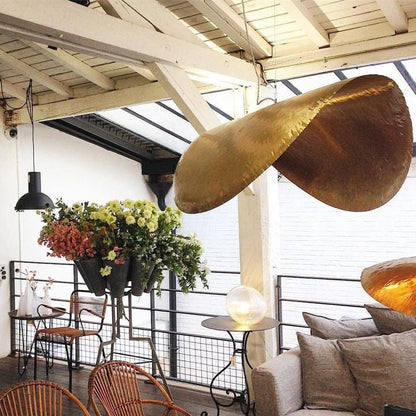 Hammered Brass Ceiling Pendant Light with Adjustable Cable