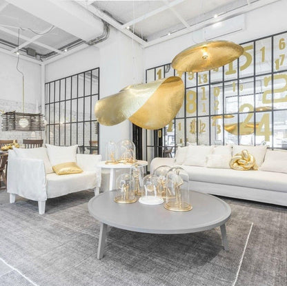 Hammered Brass Ceiling Pendant Light with Adjustable Cable