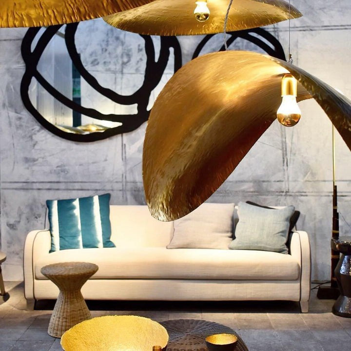 Hammered Brass Ceiling Pendant Light with Adjustable Cable