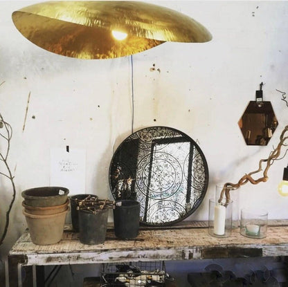 Hammered Brass Ceiling Pendant Light with Adjustable Cable