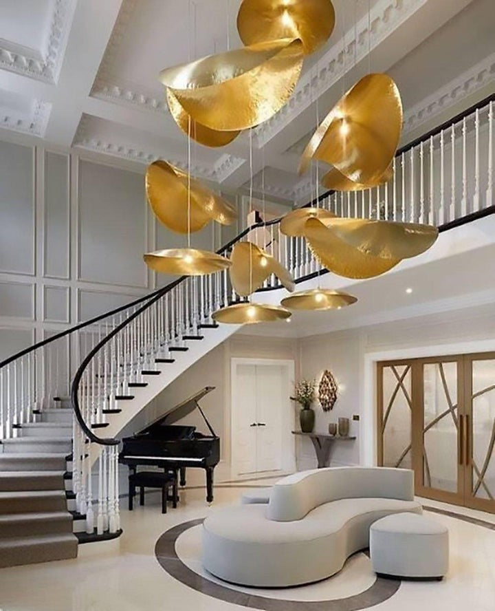 Hammered Brass Ceiling Pendant Light with Adjustable Cable