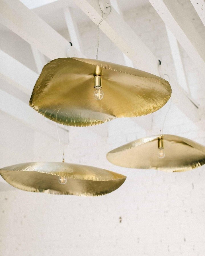 Hammered Brass Ceiling Pendant Light with Adjustable Cable