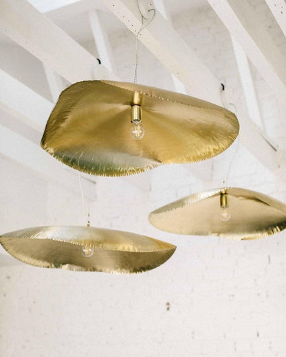 Hammered Brass Ceiling Pendant Light with Adjustable Cable