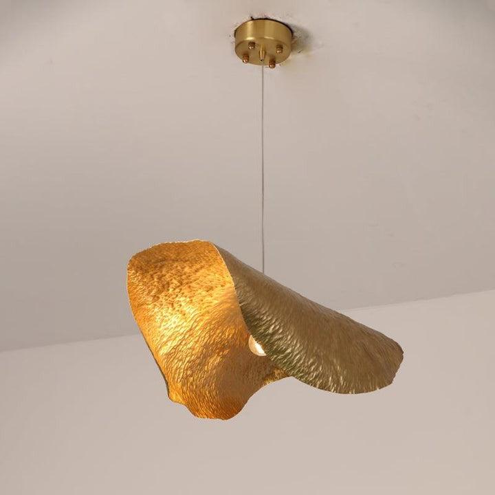 Hammered Brass Ceiling Pendant Light with Adjustable Cable