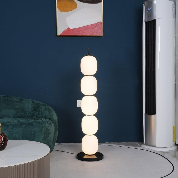 Hand-Blown Glass Globe LED Floor Lamp with Marble Base