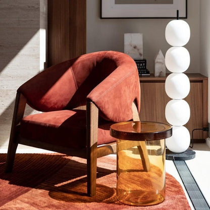 Hand-Blown Glass Globe LED Floor Lamp with Marble Base