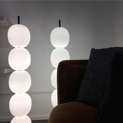 Hand-Blown Glass Globe LED Floor Lamp with Marble Base