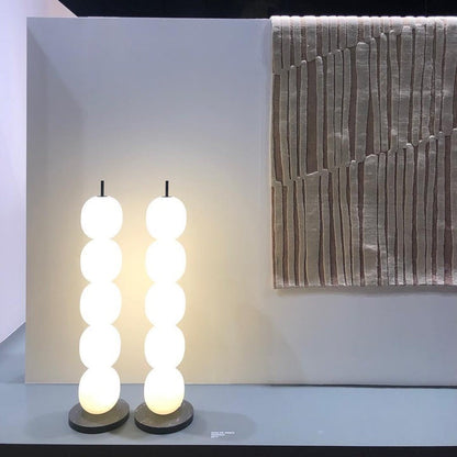 Hand-Blown Glass Globe LED Floor Lamp with Marble Base