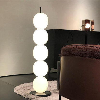 Hand-Blown Glass Globe LED Floor Lamp with Marble Base