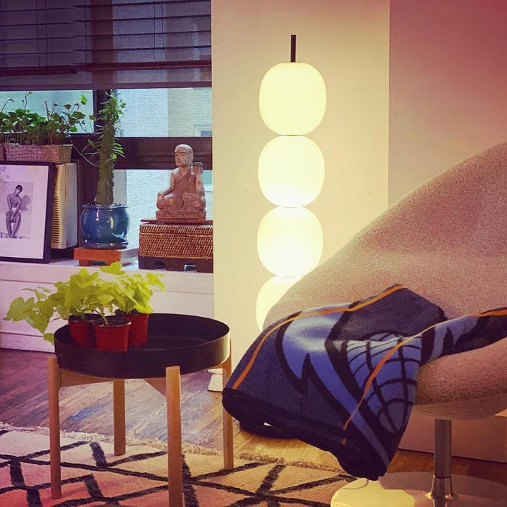 Hand-Blown Glass Globe LED Floor Lamp with Marble Base