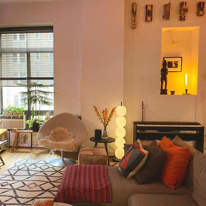 Hand-Blown Glass Globe LED Floor Lamp with Marble Base