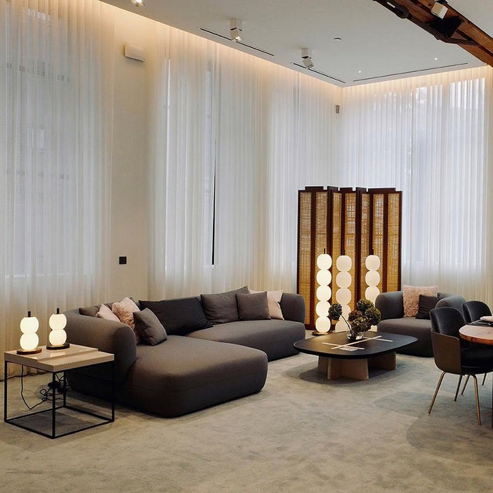Hand-Blown Glass Globe LED Floor Lamp with Marble Base