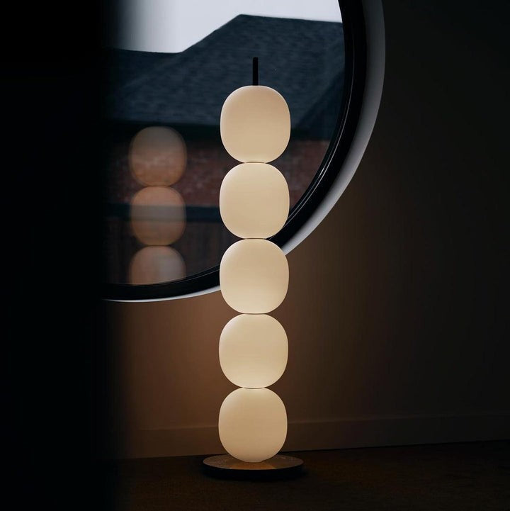 Hand-Blown Glass Globe LED Floor Lamp with Marble Base