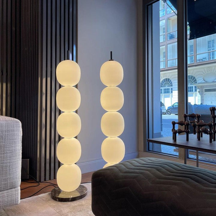 Hand-Blown Glass Globe LED Floor Lamp with Marble Base