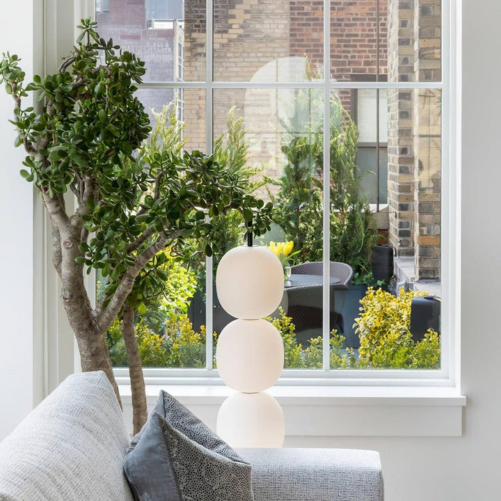 Hand-Blown Glass Globe LED Floor Lamp with Marble Base
