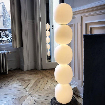 Hand-Blown Glass Globe LED Floor Lamp with Marble Base
