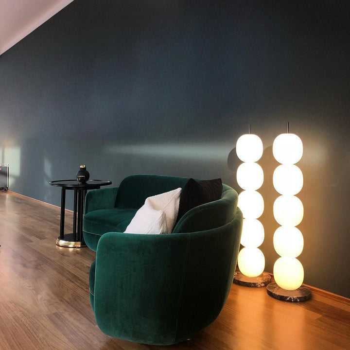 Hand-Blown Glass Globe LED Floor Lamp with Marble Base