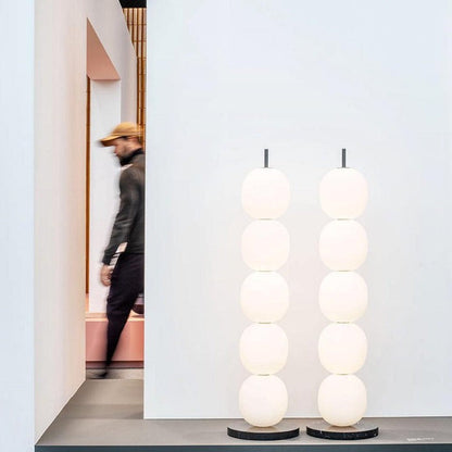 Hand-Blown Glass Globe LED Floor Lamp with Marble Base