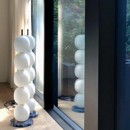 Hand-Blown Glass Globe LED Floor Lamp with Marble Base