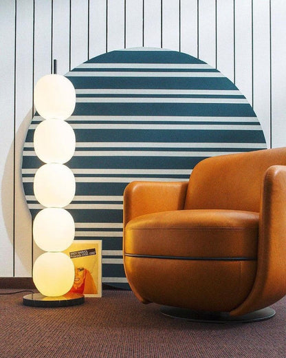 Hand-Blown Glass Globe LED Floor Lamp with Marble Base