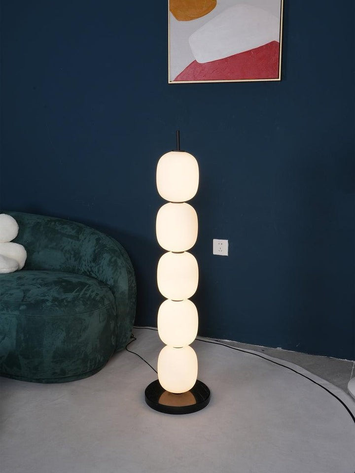 Hand-Blown Glass Globe LED Floor Lamp with Marble Base