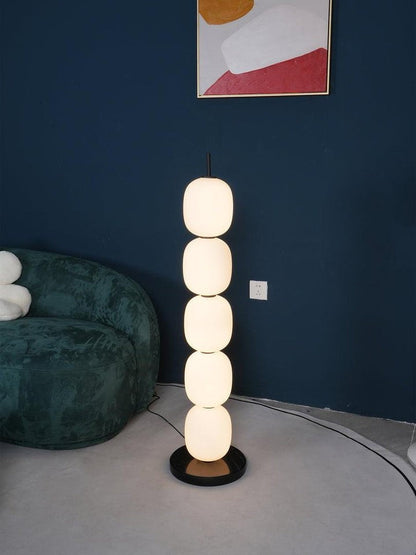 Hand-Blown Glass Globe LED Floor Lamp with Marble Base