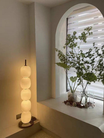 Hand-Blown Glass Globe LED Floor Lamp with Marble Base