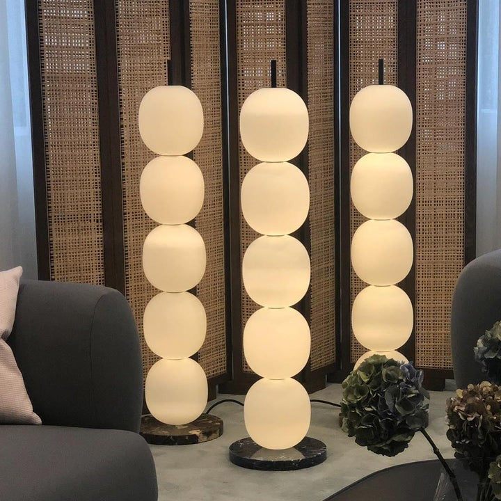Hand-Blown Glass Globe LED Floor Lamp with Marble Base