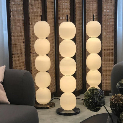 Hand-Blown Glass Globe LED Floor Lamp with Marble Base