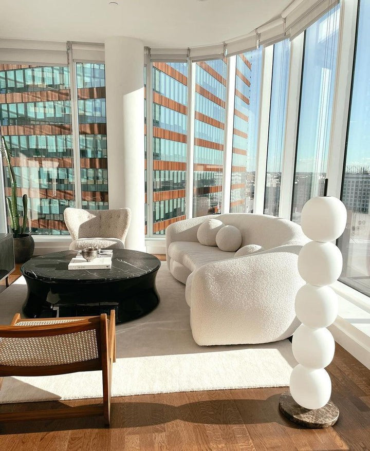 Hand-Blown Glass Globe LED Floor Lamp with Marble Base