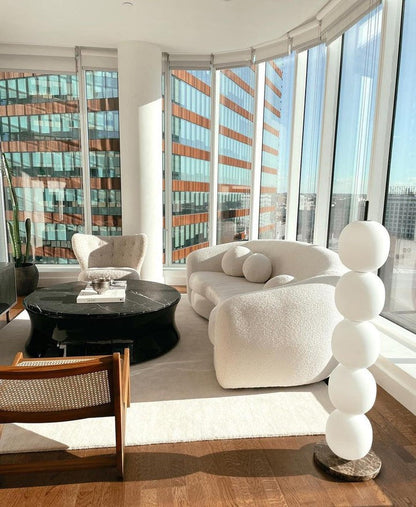 Hand-Blown Glass Globe LED Floor Lamp with Marble Base