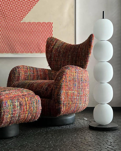 Hand-Blown Glass Globe LED Floor Lamp with Marble Base