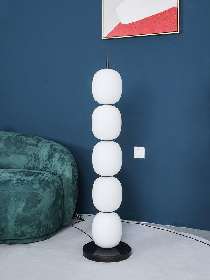 Hand-Blown Glass Globe LED Floor Lamp with Marble Base