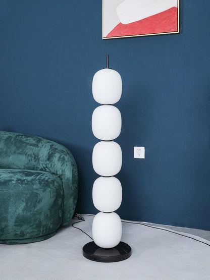 Hand-Blown Glass Globe LED Floor Lamp with Marble Base