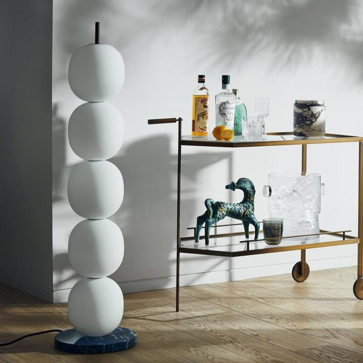 Hand-Blown Glass Globe LED Floor Lamp with Marble Base
