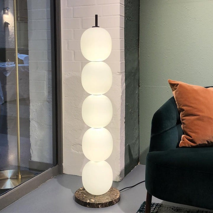 Hand-Blown Glass Globe LED Floor Lamp with Marble Base