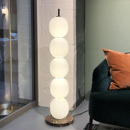 Hand-Blown Glass Globe LED Floor Lamp with Marble Base