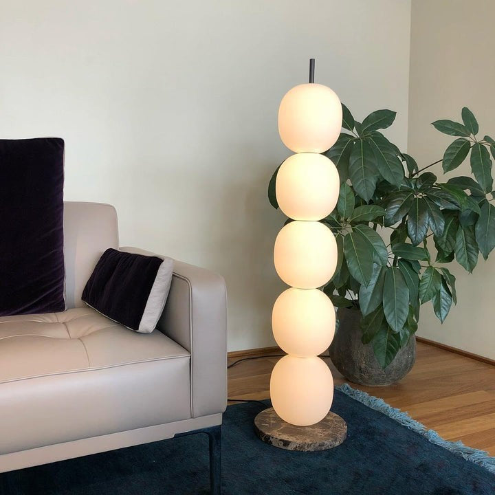 Hand-Blown Glass Globe LED Floor Lamp with Marble Base