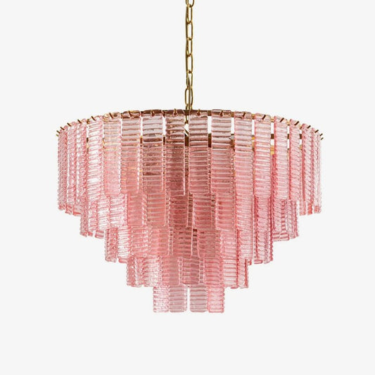 Hand-Blown Pink Murano Glass Ceiling Chandelier