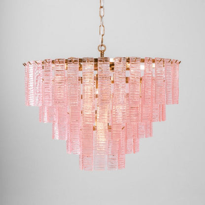 Hand-Blown Pink Murano Glass Ceiling Chandelier