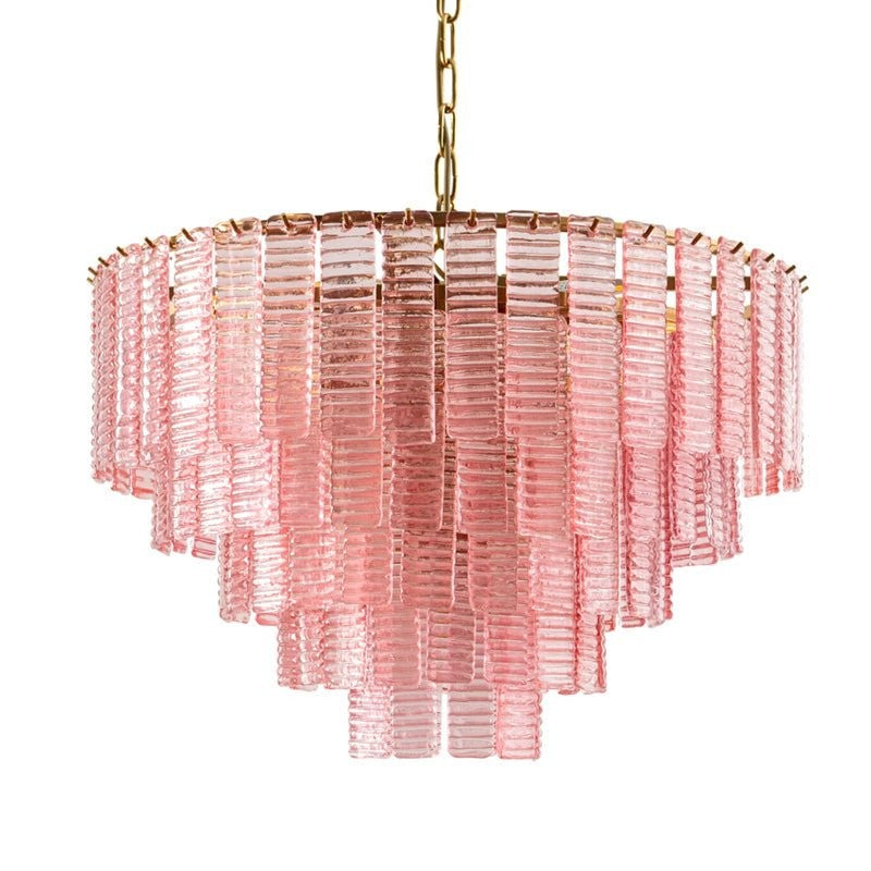 Hand-Blown Pink Murano Glass Ceiling Chandelier