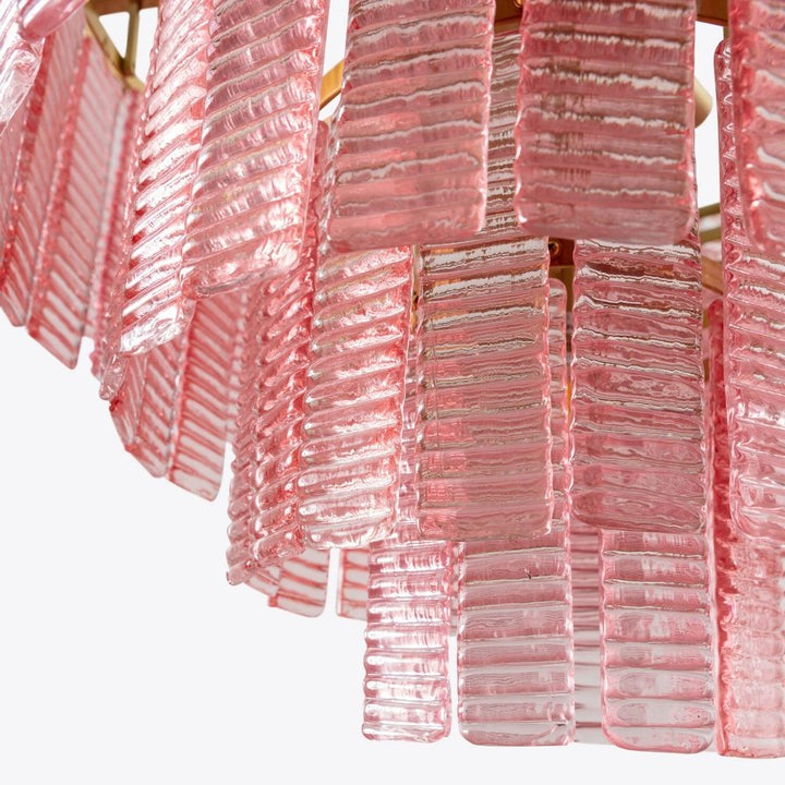 Hand-Blown Pink Murano Glass Ceiling Chandelier