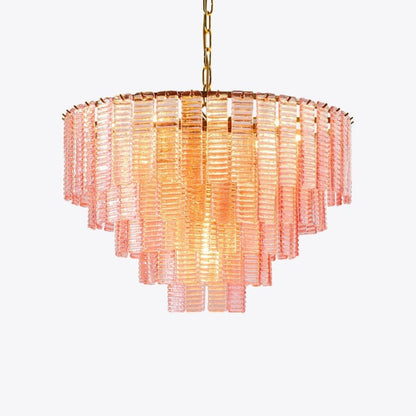 Hand-Blown Pink Murano Glass Ceiling Chandelier
