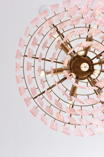 Hand-Blown Pink Murano Glass Ceiling Chandelier