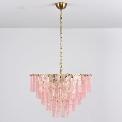 Hand-Blown Pink Murano Glass Ceiling Chandelier