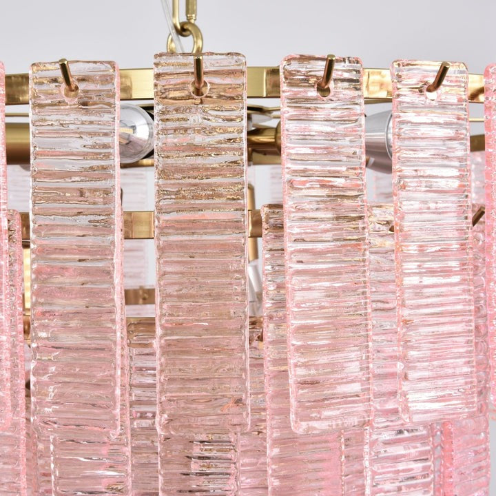 Hand-Blown Pink Murano Glass Ceiling Chandelier