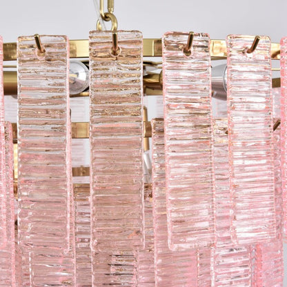 Hand-Blown Pink Murano Glass Ceiling Chandelier