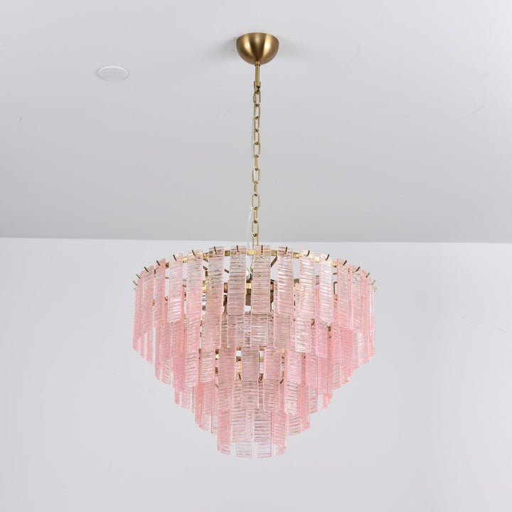 Hand-Blown Pink Murano Glass Ceiling Chandelier
