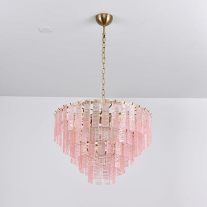 Hand-Blown Pink Murano Glass Ceiling Chandelier